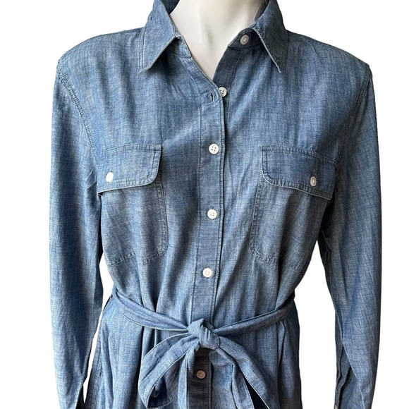 NWT, Lands' End Chambray Button Front Shirt Dress, Sz 1X - Picture 8 of 12